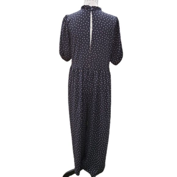 ASOS Women's short sleeve mock neck oversized jumpsuit black pink dots size 6 - Picture 3 of 8